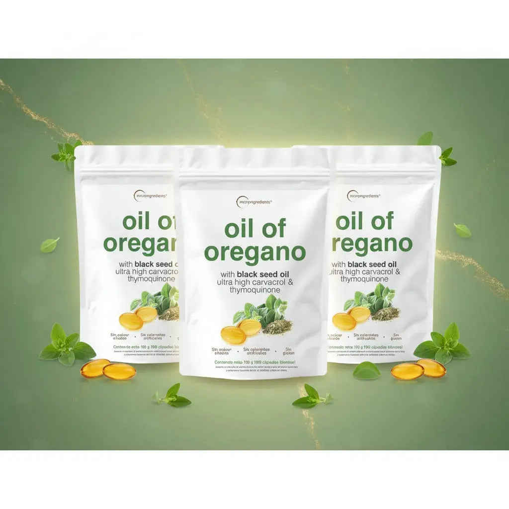 Combo x3 de aceite de orégano con aceite de comino negro (black seed oil): 300 softgels en doypack resellable. Trae carvacrol y timoquinona, sin sabor fuerte, sin gluten ni colorantes. Es el pack familiar al mejor precio por cápsula.