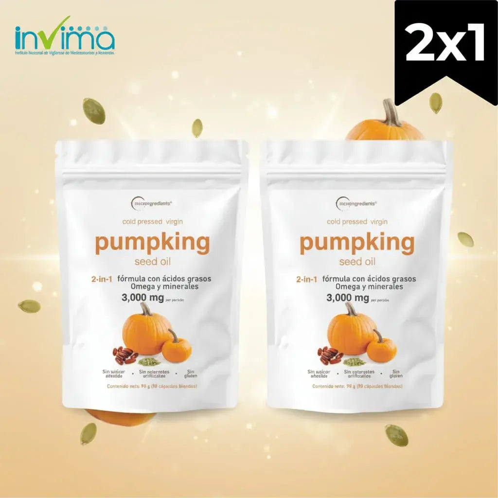 Combo x2 de Aceite de Semilla de Calabaza virgen prensado en frío, en 180 softgels y doypack resellable con cierre hermético. Es fácil de tomar, sin sabor ni olor, sin gluten ni azúcar añadida. Un ingrediente tradicional del cuidado masculino.