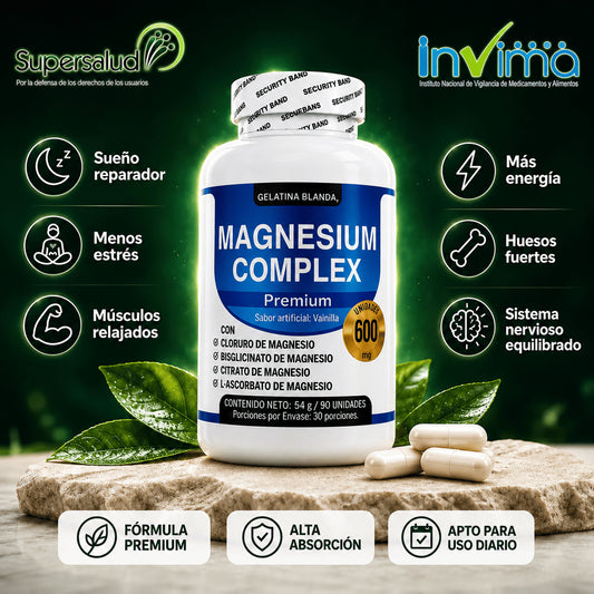 COMPLEX MAGNESIUM — El Magnesio Multi-Tipo para Dormir Profundo, Reducir el Estrés y Relajar tus Músculos