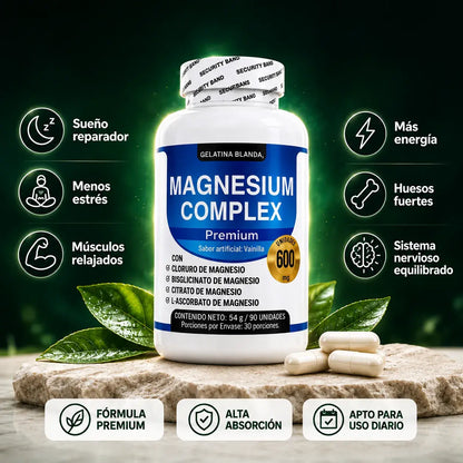 COMPLEX MAGNESIUM — El Magnesio Multi-Tipo para Dormir Profundo, Reducir el Estrés y Relajar tus Músculos