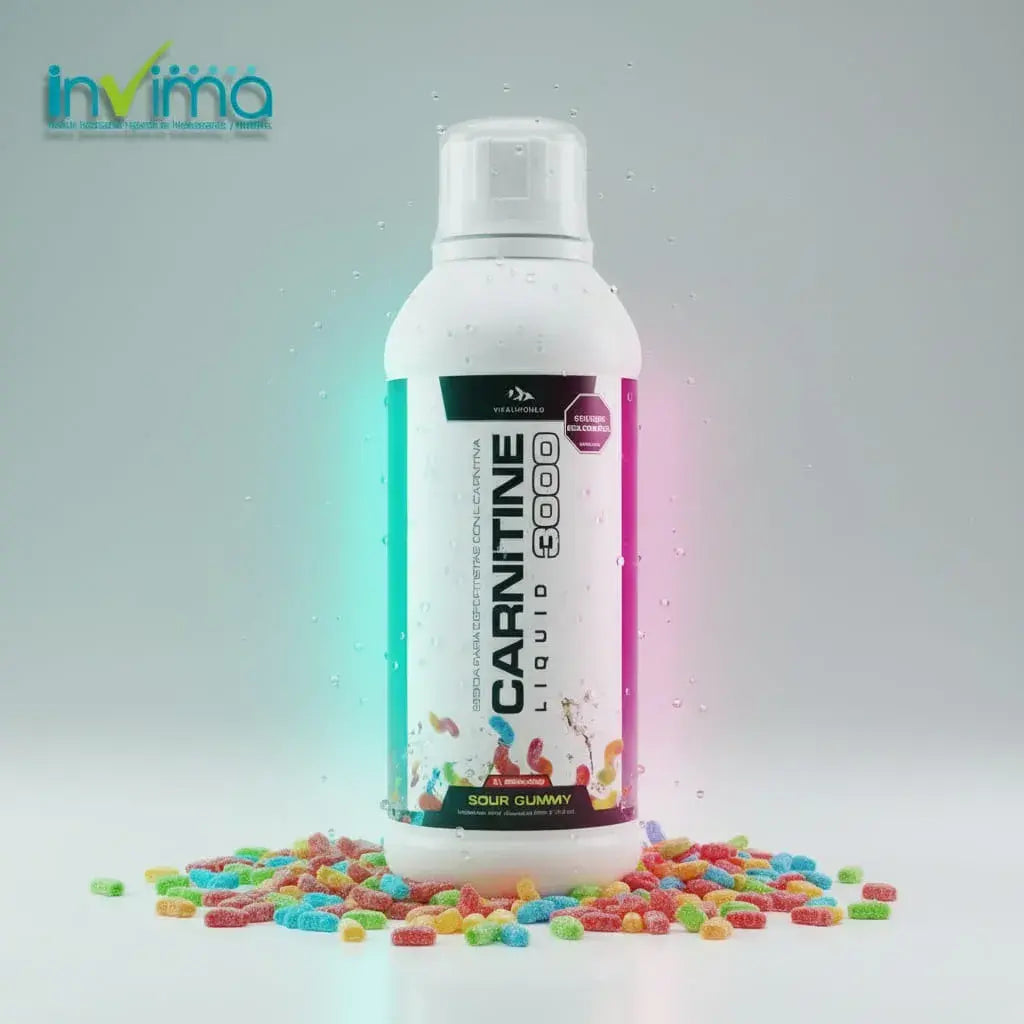L-Carnitina líquida Vital World de 3.000 mg por porción, sabor Sour Gummy, con vitaminas B1, B6 y B12. Energía para tu entrenamiento y tus rutinas de cardio. 0 g de azúcares añadidos. 31 porciones. Con INVIMA.