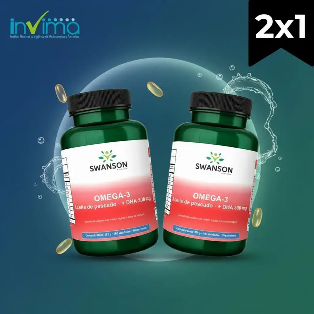 Combo x2 de Omega-3 de Vital World: aceite de pescado con EPA y DHA (300 mg de DHA) en 200 softgels. El EPA y el DHA contribuyen al funcionamiento normal del corazón, y el DHA al del cerebro y la visión. Rinde más de 3 meses.