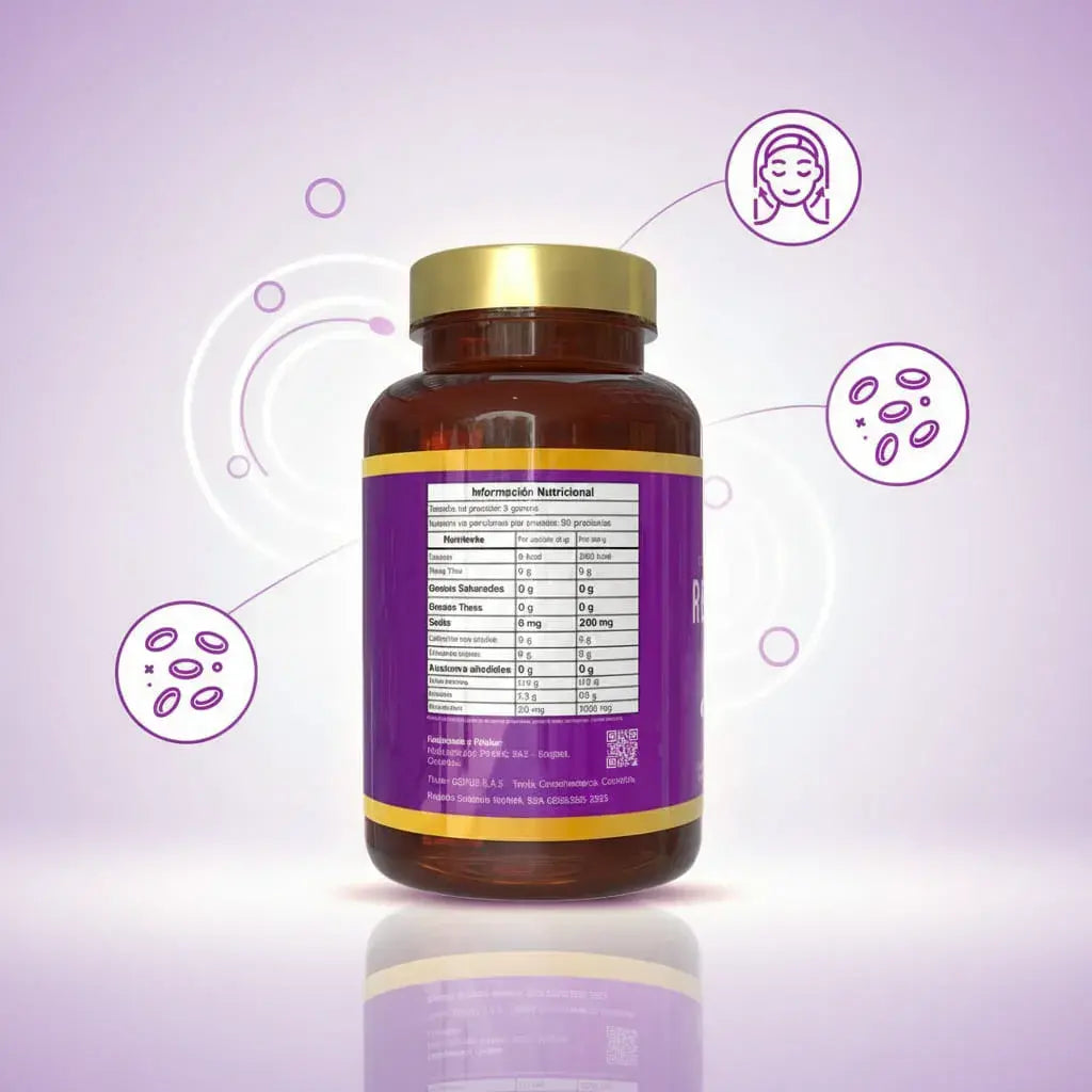 Resveratrol Satoomi, suplemento antioxidante premium de uso diario. Apoya tu bienestar cardiovascular, la vitalidad y el cuidado de tu piel desde adentro. Frasco x 100 unidades, rinde 50 porciones. Con INVIMA.