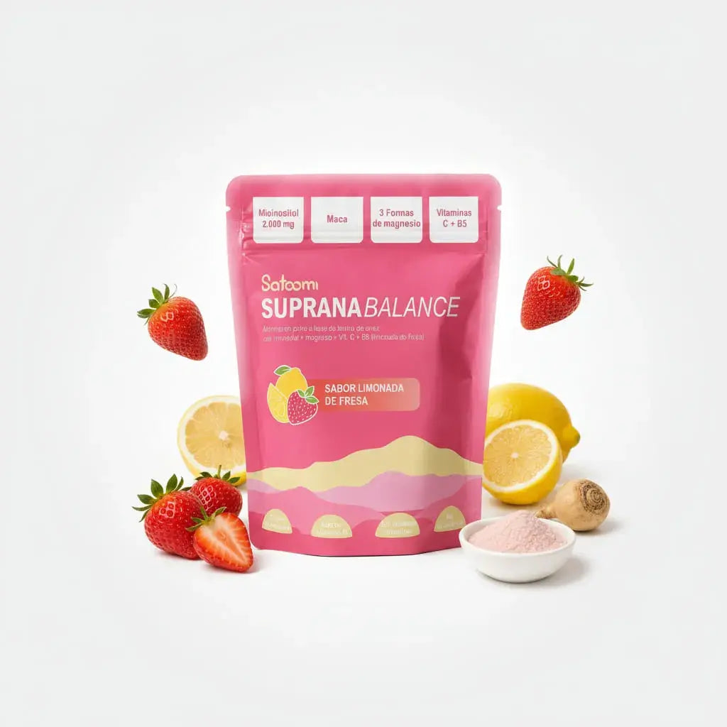 Suprana Balance Vital World kit x2. Mioinositol 2.000 mg con maca, 3 formas de magnesio, vitamina C y B5. Sabor limonada de fresa, sin azúcar ni edulcorantes. 60 porciones en total. Con INVIMA.