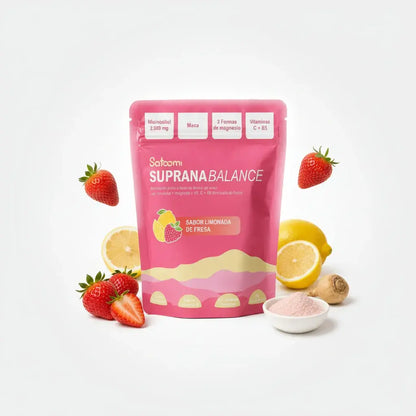 Suprana Balance Vital World kit x2. Mioinositol 2.000 mg con maca, 3 formas de magnesio, vitamina C y B5. Sabor limonada de fresa, sin azúcar ni edulcorantes. 60 porciones en total. Con INVIMA.